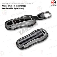 Pour Porsche Panamera Macan 718 Taycan 911 Boxster Cayman 970 981 991 Étui de protection pour clé en alliage de zinc et fibre de carbone