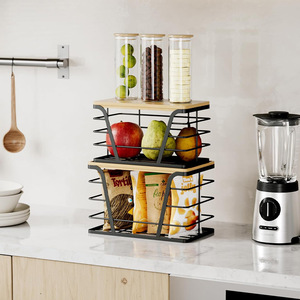 Wall Mounted Storage <b>Basket</b> Set 2 Tier <b>Large</b> Capacity For Kitchen Fruit Food Organization - Product Image 2