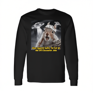 T-shirt à manches longues avec motif Alien Squirrel Selfie Tin Foil Hat Ufo Encounter Joke - Product Image 2