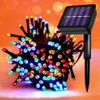 Guirlandes lumineuses LED en fil de cuivre imperméables IP65 pour l'extérieur, éclairage décoratif de vacances, éclairage solaire pour jardin