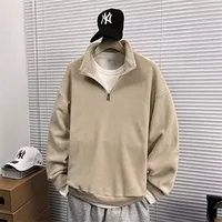 Sweat-shirts à col roulé mi-zippés en polaire pour hommes, style coréen, coupe ample, nouveauté Y2K, streetwear vintage, Ropa Hombre