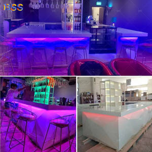 Muebles de Bar para Discoteca Corian, Barra de Bar en Forma de L, Geométrica, Moderna, de Lujo, para Yates, Resorts de Playa, Barra de Restaurante con Luces LED - Product Image 3