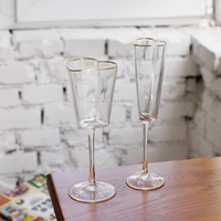 Haute qualité coeur de pêche or rimTransparent rose coloré décoratif cristal gobelet verres à vin rouge