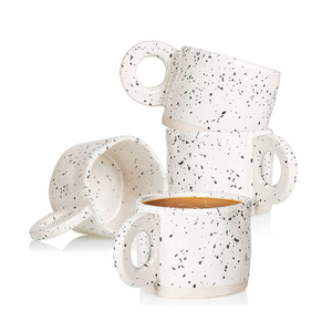 Tazza da caffè fatta a mano in gres da 10 once con manico per cappuccino Latte - Product Image 1