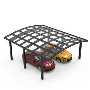 Abri de voiture double en aluminium courbé (panneau PC fumé) pour villa, jardin, allée - Anti-UV et isolation phonique - Product Image 3