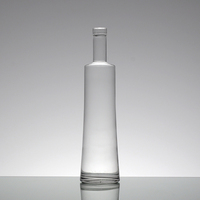 Bouteille en verre carrée transparente pour whisky, brandy, huile, alcool, 750 ml, bouteille en verre pour liqueur en vrac avec bouchon, prix au litre