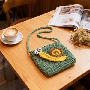 Snail Green Color Weaving <strong>Bag</strong> Kids Girl Handmade Crochet <strong>Bag</strong> Simple Finished Product Appreciation Gift Knitting <strong>Bag</strong> - Product Image 4