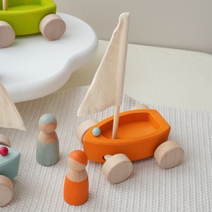 Ensemble de blocs éducatifs en bois pour enfants, jouets d'empilage, bateau à voile pastel lime Weixuan JS155 pour les enfants de 2 à 13 ans - Product Image 4