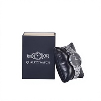 Boîte cadeau pour montre de haute qualité en carton robuste, protection extérieure, intérieur en papier noir et PU, petit MOQ, prix de gros moins cher