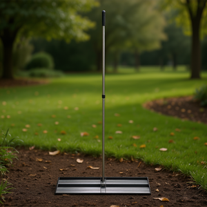 Rastrillo nivelador de césped de acero inoxidable de alta resistencia de 48 x 10 pulgadas con mango ajustable de 83.9 pulgadas para jardín y golf - Product Image 2