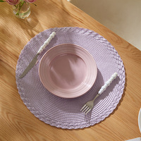 Set de table rond en PP tissé avec bordure tressée double couche pour la décoration de table de mariage et de salle à manger à domicile