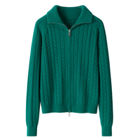 Großhandel maßge schneiderte Cable Knit Zipper Cashmere Cardigan Sweater für Frauen