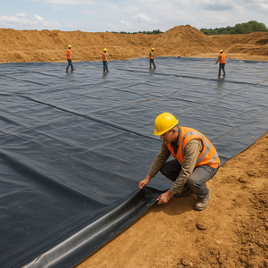 Revêtement de géomembrane renforcé en HDPE avec une forte résistance à la traction écologique pour les projets d'étang de barrage de confinement des déchets - Product Image 1