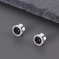 Clips d'oreille magnétiques scintillants en forme de grappe de cristaux pour hommes, plaqués cuivre, véritable or, sans perçage, bijoux d'oreille indolores