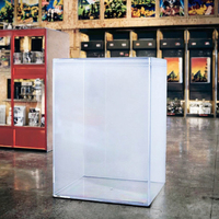Vitrine de présentation rectangulaire moderne en acrylique, pliable, portable, légère, avec couvercle coulissant et fermeture magnétique, empilable et protectrice