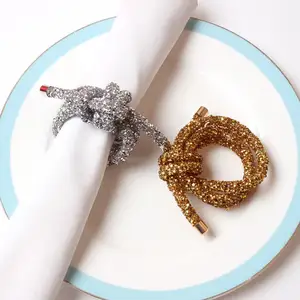 圣诞餐巾环婚礼制作钻石新款热卖中国金属派对现代可持续4件/套珠子3-7天