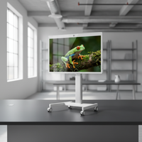 Televisor Inteligente Portátil con Retroiluminación LED Blanca de 32 Pulgadas, Android 15, Pantalla Táctil, Monitor de Pie, Batería de 27000 mAh, 4 Ruedas Giratorias