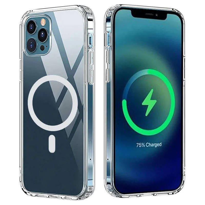 for iphone 14 pro max phone case Soft Tpu Luxury Wireless Charging Color Transparent Magnetic case for iphone 14 case shockproof