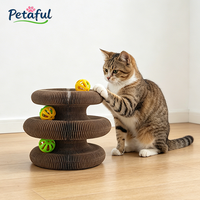 Griffoir et jouet pour chat en carton ondulé pliable, rechargeable, moderne, en forme d'accordéon, avec clochette – Durable et écologique