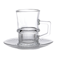Tasse à café en verre à boire de restaurant à la mode de luxe avec soucoupe ensemble de tasses à thé en verre