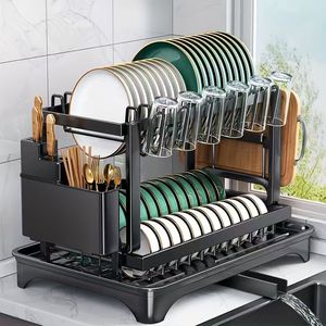 Égouttoir à vaisselle multifonctionnel en fonte pour comptoir, support de <span class=keywords><strong>rangement</strong></span> pour bols, couverts et tasses, pour évier de cuisine et armoire - Product Image 1