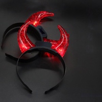 Serre-tête à cornes de diable lumineuses LED pour Halloween, accessoire de costume scintillant, décorations pour anniversaire, carnaval, concert