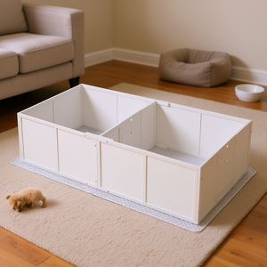 Caja de Parto Ajustable de Plástico para Cachorros, 77 x 38 x 19 cm, Tamaño Mediano, Rectangular, Estilo Simple, con Almohadilla Impermeable Incluida - Product Image 2