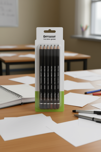 Set di Matite Diffalissit con Corpo in Legno, Multicolore, Mina Nera, per Stampa Digitale, Uso Ufficio e Scuola - Product Image 2