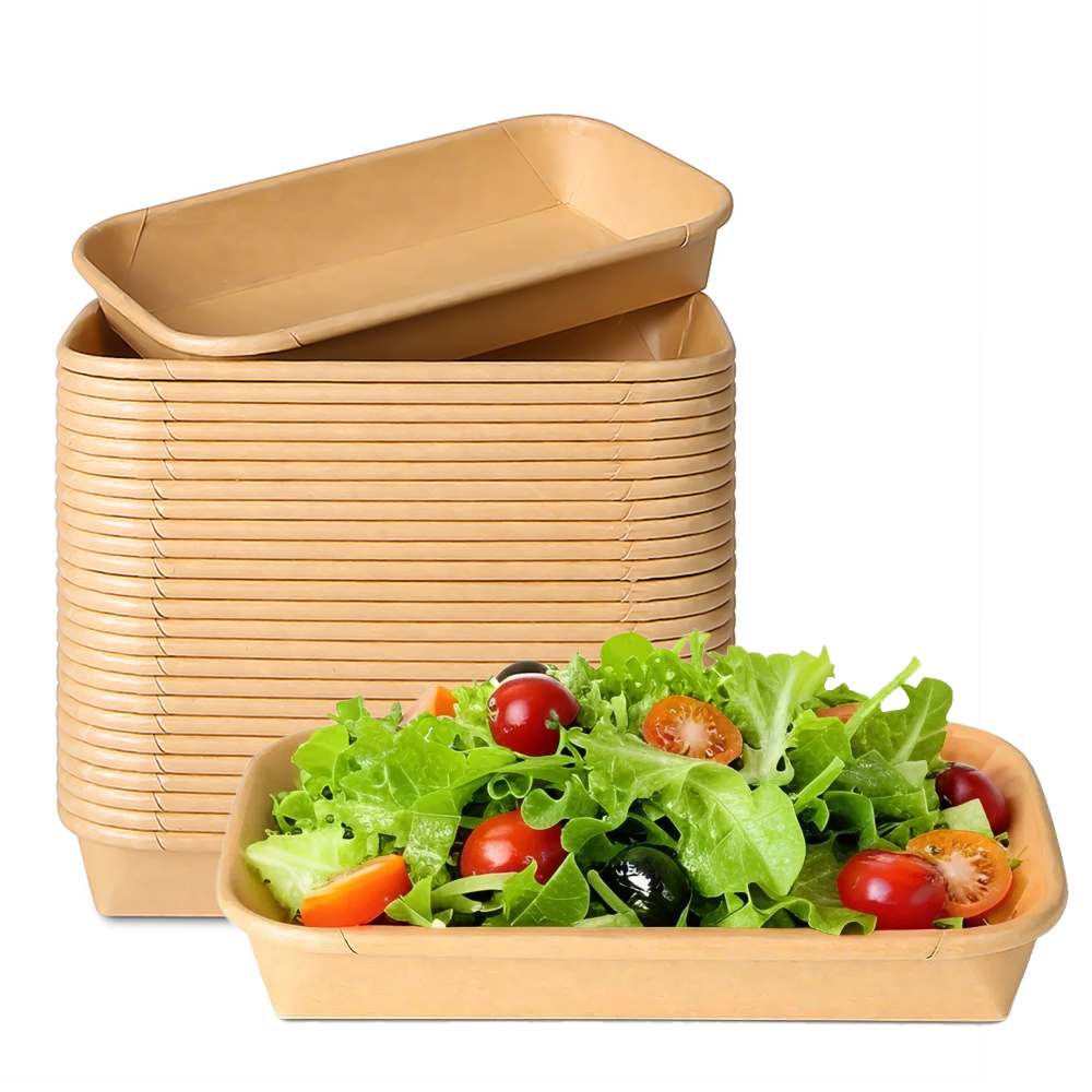 Wholesale Eco-Friendly Disposable Kraft Paper Salad Plates Biodegradable Take-Away Tableware Paper Plates Bowls for Camping