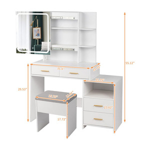 <span class=keywords><strong>Coiffeuse</strong></span> moderne et simple sur mesure pour chambre à coucher, bureau de maquillage en bois avec <span class=keywords><strong>miroir</strong></span> <span class=keywords><strong>LED</strong></span> coulissant, meuble de dressing - Product Image 2