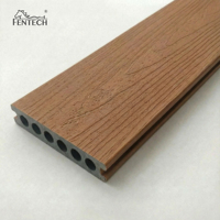 Plancher en composite WPC Fentech au design moderne, co-extrusion, imperméable, antidérapant, installation par clipsage pour terrasse de jardin et utilisation en parc