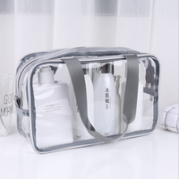 Sac de voyage pliable imperméable à fermeture éclair, grande capacité, en PVC transparent, durable et réutilisable pour le maquillage