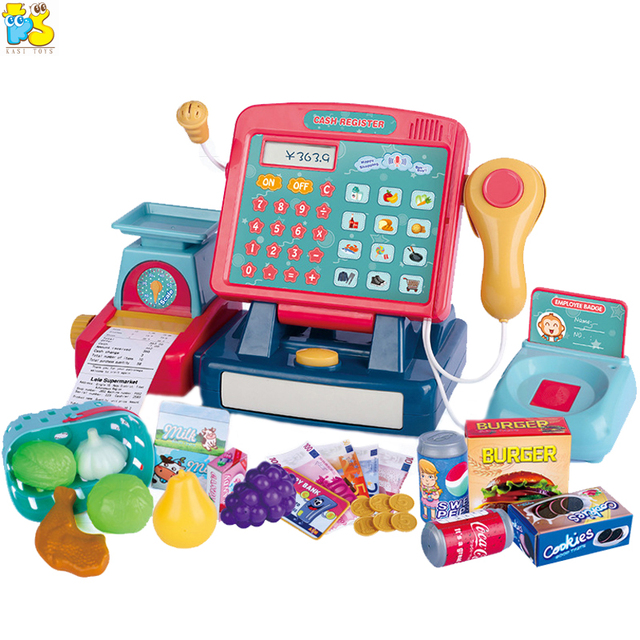 Kids Simulation Intelligent Calculator Scanner Cash Register Supermarket Shopping Cash Register Pretend Play Toy