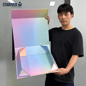 กล่องของขวัญแม่เหล็ก<span class=keywords><strong>พับ</strong></span><span class=keywords><strong>ได้</strong></span>แบบไล่เฉดสีโฮโลแกรม กล่องบรรจุภัณฑ์กระดาษแข็งพับ<span class=keywords><strong>ได้</strong></span>พร้อมโลโก้สั่งทำ สำหรับเครื่องสำอาง - Product Image 1