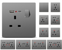 Enchufe Multifuncional Estándar Británico de un Polo y 10A 250V con Cinco Orificios USB (2 + 1 C) y Material de PC