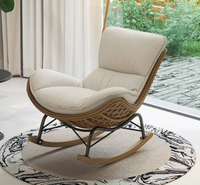 Fauteuil inclinable nordique moderne, décontracté, écologique et durable avec base en bois massif pour salon, chambre et salle à manger