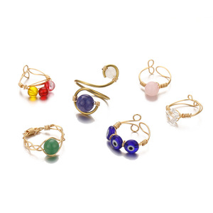 Meilleures ventes : Ensemble de 6 bagues unisexes en alliage de la marque Mairi, modèle Sku6458, avec pentagramme torsadé unique et multicolore, collection juillet. - Product Image 5