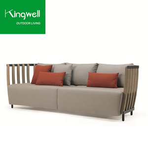 Conjunto de Sofás en Forma de L de Madera Maciza de Teca para Patio, Jardín o Parque, <span class=keywords><strong>con</strong></span> Marco de Aluminio, Impermeable, Diseño Moderno para 6 Personas - Product Image 5