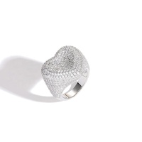 Style de vente chaude véritable laiton plaqué or et zircon bling hip hop amour bagues pour hommes et femmes