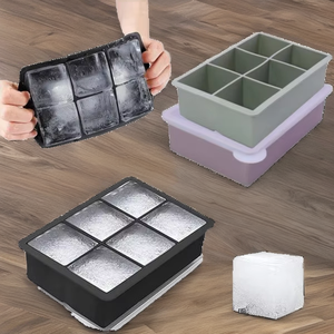 Bandeja de silicona para cubitos de hielo, molde de 6 rejillas, flexible, negro, gris, morado, para uso en la cocina - Product Image 2