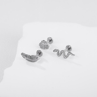 Titane Serpent/Abeille/Plume Fil Interne Labret Anneaux Stud Oreille Cartilage Tragus Helix Boucle D'oreille Piercing Femmes Bijoux 16G