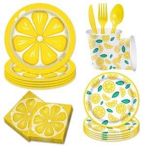 Summer Fresh Lemon Fruit Theme <b>Party</b> Paper Tableware Plates Cups <b>Napkins</b> Tablecloth - Product Image 1