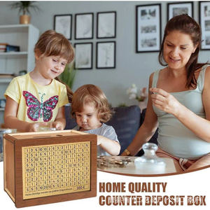 Tirelire en bois avec compteur, objectif 5000 euros, cadeau d'épargne pour enfants, boîte de rangement de bureau - Product Image 2