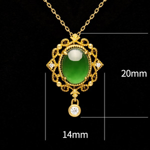 Colgante de Jade Verde Maya Feicui, Jade Natural de Grado A, Colgante Grande en Forma de Huevo, Grado Hielo, Collar de Oro de 24K, Venta al por Mayor de Fábrica - Product Image 2