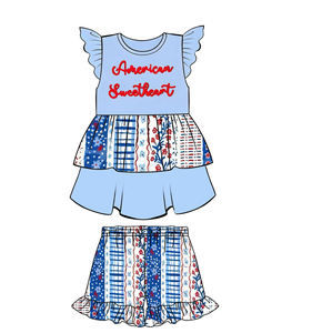 GSPO2277 Conjunto de Ropa Infantil Personalizado para Niña Activa, Color Rosa Sólido con Estampado, Venta al por Mayor, Conjunto sin Mangas para Niña - Product Image 5