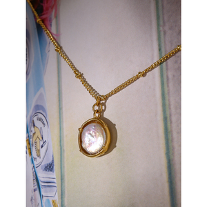 JINYOU 298 Collana con Ciondolo Rotondo in Perla Naturale per Donne, Placcata in Oro 18K, Acciaio Inossidabile - Product Image 5