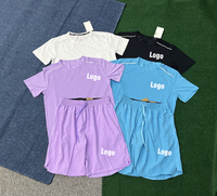 Conjunto Deportivo de 2 Piezas para Hombre, Verano, 100% Poliéster, Camiseta y Pantalones Cortos para Gimnasio y Entrenamiento, Ropa Deportiva Ligera para Correr y Hacer Ejercicio