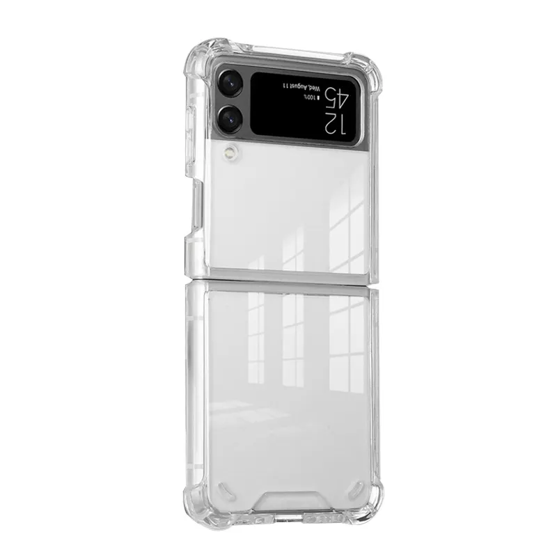 Geili 1.5mm Coque de téléphone pour Samsung Galaxy Z Flip 3 Coque rigide en cristal transparent Tpu Pc Cover For Samsung Z Flip 4 Case Transparent