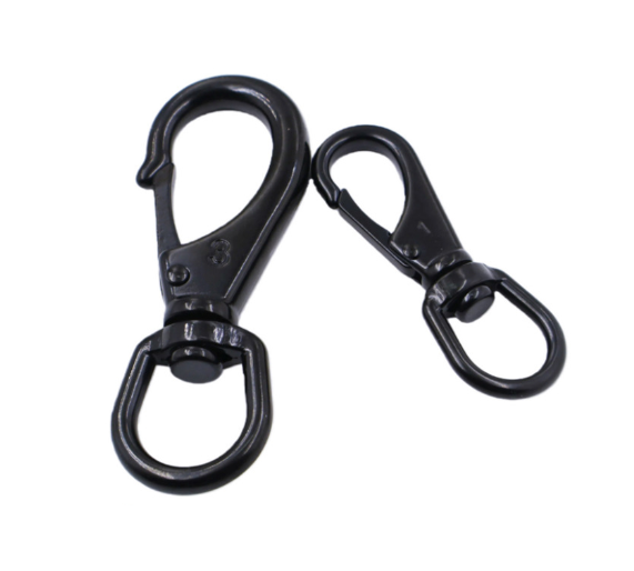 Heavy Duty Black Stainless Steel 304 Metal Universal Hook Spring Snap Hook High Strength Swivel Eye Carabiner Hooks