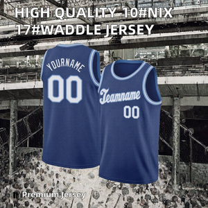 เสื้อบาสเก็ตบอลแบบกำหนดเอง ชื่อทีม 00 สีน้ำเงิน ผ้าตาข่าย แขนกุด สำหรับผู้ใหญ่ แบบสวมใส่ได้ทั้งชายและหญิง พิมพ์ลายแบบซับลิเมชั่น ทรงปกติ - Product Image 2